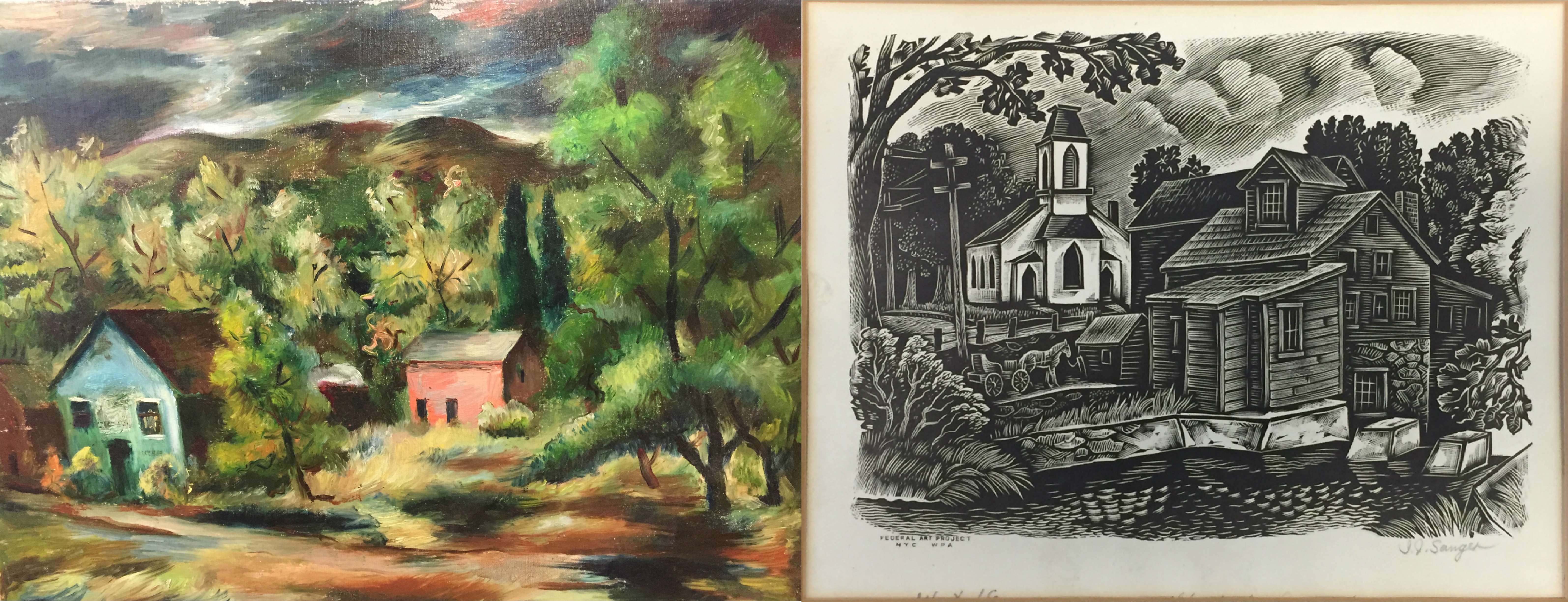 Two WPA paintings recovered by GSA OIG special agents